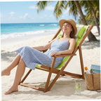 Green & White Striped Cotton Canvas Sling Chair Replacement Fabric with Pillow, Patio Kit Beach Cover for Most Folding Lounge Chairs, Outdoor Comfort