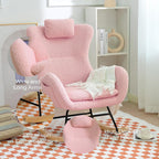 MYFUNSHOP Rocking Chair, Modern Upholstered Teddy Fabric Nursery Glider with Padded Seat, High Backrest, Armchair for Living Room Bedroom