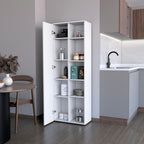 23.6" D*11.8" W*66.9" H Freestanding Kitchen Pantry with 8 Shelves, Double Door, Rectangular Storage Cabinet, Modern Minimalist, for Living Room, Dining Room, White