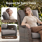 Belord Outdoor Swivel Chairs Set of 2,Patio Wicker Rocker Chairs,All Weather Patio Conversation Furniture Set, Ideal for Porch Balcony Deck Yard, Brown Wicker/Gray