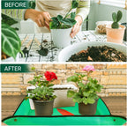 HKZ Repotting Mat for Indoor Plant - 26'' x 26'' Planting Mat Soil Mess Control, Portable Succulent Planting Potting Tray Waterproof Gardening Transplanting Bonsai Tools(Pale Green)