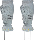 Cemetery Vase, Memorial Grave Vase with Ground Spikes, Angel Vases for Artificial Flowers, Grave Flowers Holder for Cemetery Headstone (2Pcs)