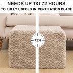 Square Stuffed Pouf Ottoman Poufs with One-Piece Seamless Foam Filling, Furry and Fluffy Pouf Foot Stool, 20 X 14 Floor Poufs Ottoman Foot Rest for Living Room (Light Coffee)