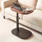 Adjustable Height TV Dinner Tray Table for Eating, 360°Swivel Small C Shaped End Side Table for Living Room, Bedroom,Hospital, Couch Armrest Table that Slide Under Sofa, Bed, Desk