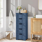 TTVIEW Bathroom Cabinet, Bathroom Storage Cabinet with 5 Drawers, Bathrooms Organizers and Storage, Bathrooms Floor Cabinets with Anti-Tipping Device for Hallway, Blue
