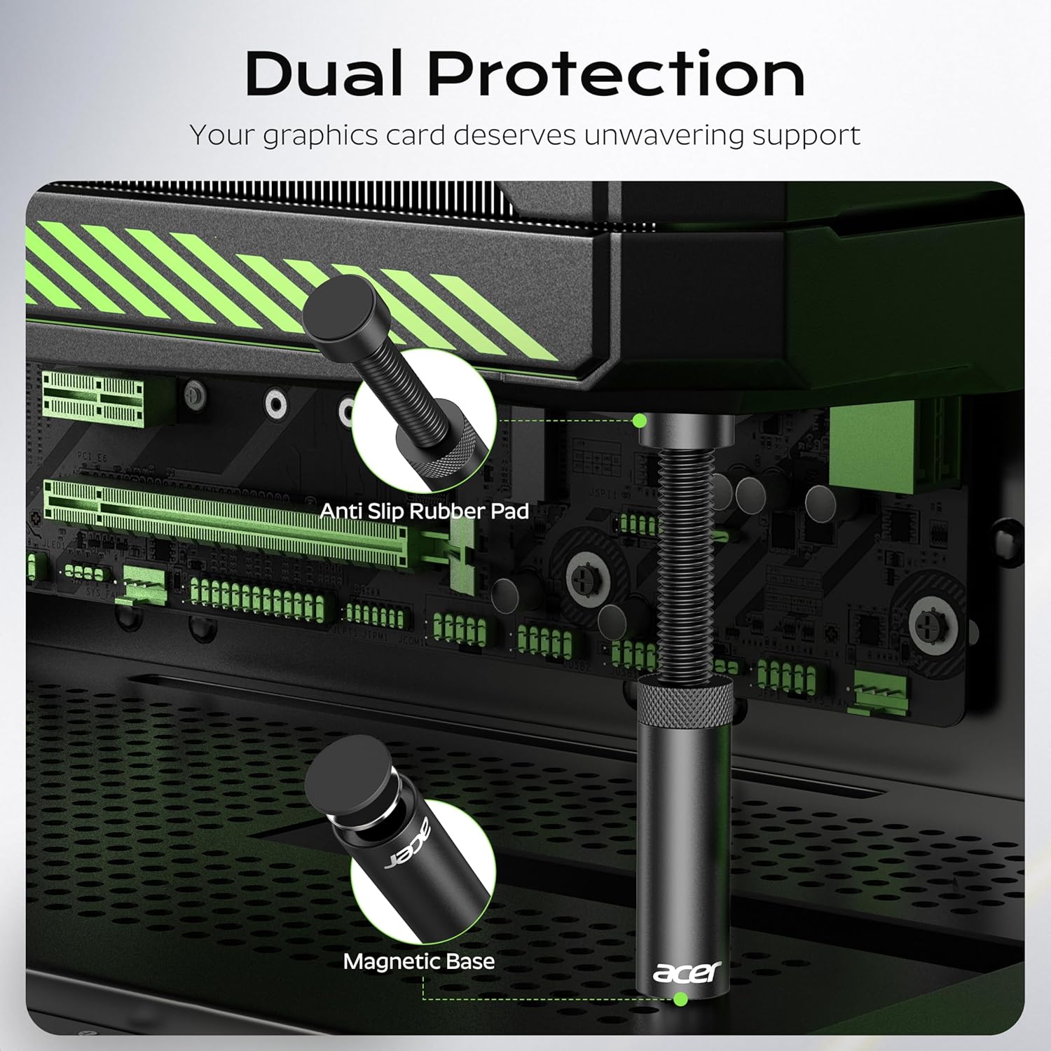 acer GPU Support Bracket, GPU Sag Bracket, Graphics Card GPU Stand with Magnet & Non-Slip Base, Video Card Holder (M, 50-80mm)