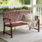 Grand patio 52" Farmhouse Outdoor Bench, Garden Benches with Anti-Rust Aluminum Powder Coated Frame, Faux Wood Grain Finish Frame Patio Bench for Front Porch, Red