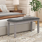 Giantex Upholstered Dining Bench with Padded Seat, Solid Wood Legs, Load 800 lbs, 40.5"x16"x20", Entryway Shoe Rack Bench for Kitchen, Dining Room, Living Room, Bedroom, End of Bed, Hallway (Grey,1)