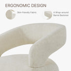 KISLOT Upholstered Dining Chairs Set of 4, Modern Rolling Dining Chairs with Hidden Casters, Arm Kitchen Chairs with Linen Look Fabric, Padded Barrel Chairs for Dining Room, Kitchen, Cream Beige