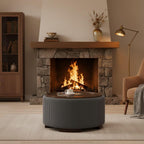 29.5-Inch Round Coffee Table Ottoman with Storage, Multi-Functional Storage Ottoman and Stylish Coffee Table, Flip-Top Tray and Hidden Stow, Suitable for Living Room, Bedroom (Grey)