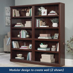 5-Shelf Bookcase with Storage, Classic Cherry Finish Wood Bookshelf for Living Room, Office, or Bedroom