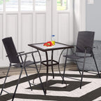 Casart Folding Wicker Rattan Bar Chairs Set of 4, Tall Stool with Back, Steel Frame, Armrests and Footrest, Bar Stools Garden Patio Furniture Set