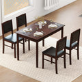 NAFORT 5 Piece Dining Table Set for 4, Farmhouse Solid Wood Kitchen Table Chairs Set of 4, Mid-Century Modern Dinette Set w/Upholstered Dining Chairs, 4 Seat Dining Room Table for Kitchen,Office