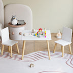 Kids Table and 2 Chairs Set, 3 Pieces Toddler Table and Chair Set, Kids' Table & Chair Sets, Kid Play Table for Daycare, Classroom, Home (White)