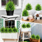 4 Pack Artificial Boxwood Topiary Ball Trees Outdoor, UV Resistant 16.2" Fake Green Plants with Spikes, Faux Cypress Bushes for Front Porch Planters, Summer Garden Yard Lawn Decor
