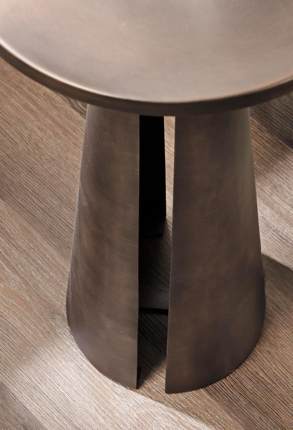 Kate and Laurel Picard Modern Metal Round Side Table, 14 x 14 x 24, Bronze, Sculptural Circle End Table for Use as Unique Bedroom Nightstand or Pedestal Martini Table