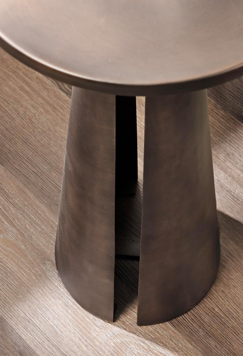 Kate and Laurel Picard Modern Metal Round Side Table, 14 x 14 x 24, Bronze, Sculptural Circle End Table for Use as Unique Bedroom Nightstand or Pedestal Martini Table