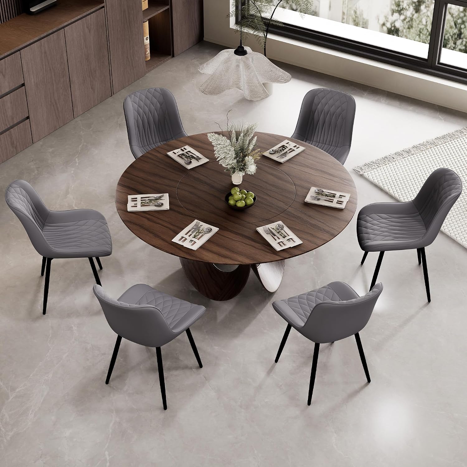 Rowill Dining Chairs Set of 2 Modern Faux Leather Kitchen Chairs with Thickened Metal Frame, Scratch-Resistant Upholstery,Widened Seat & Anti-Slip Pads, Cushioned Backrest for Kitchen,Dusty Blue
