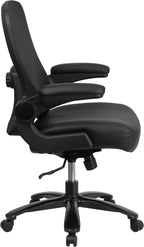 Flash Furniture Big & Tall Swivel Office and Gaming Chair with LeatherSoft Seat, Mesh Office Chair with Flip-Up Armrests and Adjustable Height, Black