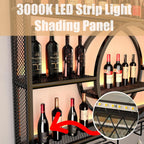 Metal Wine Rack Wall Mounted with LED Light, 3-Tier Bar Liquor Shelf with Wine Glass Holder, Modern Large Capacity Liquor Bottle Display Storage Shelf for Home Bar, Dining Room (Black, 100*80*15)