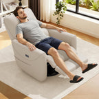 KINGYES Nursery Recliner Rocking Chair, 270° Swivel Glider, with Bluetooth Speaker & USB-C Port, Faux Leather Nursery Rocking Chair, Gray