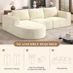L-Shaped Boneless Couch,104" Couches for Living Room with Curved Chaise,Modular Sectional Sofa with Deep Seat,Modern Cozy Cloud Compression Sofas,No Assembly Required(Beige) 1PCS