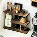 LIYAOLI Wooden Desktop Shelf, 3-Tier Aesthetic Display Stand for Coffee Mugs, Tea Cups, Desk Hutch, Countertop Organizer for Kitchen, Bathroom & Office Decor, Perfume Organizer (Vintage)