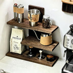 LIYAOLI Wooden Desktop Shelf, 3-Tier Aesthetic Display Stand for Coffee Mugs, Tea Cups, Desk Hutch, Countertop Organizer for Kitchen, Bathroom & Office Decor, Perfume Organizer (Vintage)