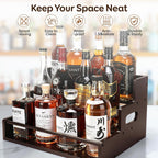 Liquor Bottle Display Shelf, 3 Step Countertop Liquor Wine Rack | Coffee Syrup Rack Organizer with handles, Bar Shelf Stand, Whiskey Spirits Wine Holder for Liquor Cabinet, mini bar, Home bar