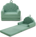 Airpanda Kids Chair, 2-in-1 Soft Couches that Fold Out for Kids Convertible Sofa for Playroom with Cute Petal Design, Green