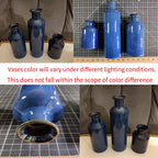 Navy Blue Ceramic Vase Set 3 for Home Decor, Dining Table Centerpiece Farmhouse Fireplace Decor, Living Room Decoration, Bookshelf and Entrance Centerpieces