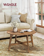 VASAGLE MAEZO Collection - Round Coffee Table, 31.5-Inch Center Table, Tapered Legs, Curved Transitions, Easy to Assemble, for Living Room, Honey Brown ULCT251KB01S