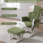 ANMINY 5pcs Glider Rocker Replacement Cushions Set - Thickened Fleece Glider Rocking Chair Cushions with 29.5 inch High Backrest & Side Pockets for Indoor Nursery, Washable & Non Slip, Green