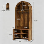 Tribesigns Arched Hall Tree with Bench and Shoe Storage, 70.87" H Tall Coat Rack with Shoe Storage Bench, 4-in-1 Entryway Coat Rack with 4 Hooks & Storage Cubbies, for Mudroom, Hallway, Bedroom, Brown
