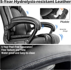 OUTFINE Office Chair Executive Office Chair Desk Chair Computer Chair with 5-Year hydrolysis-Resistant Leather Spring Cushion Ergonomic Support Tilting Function Upholstered in Bonded Leather Black