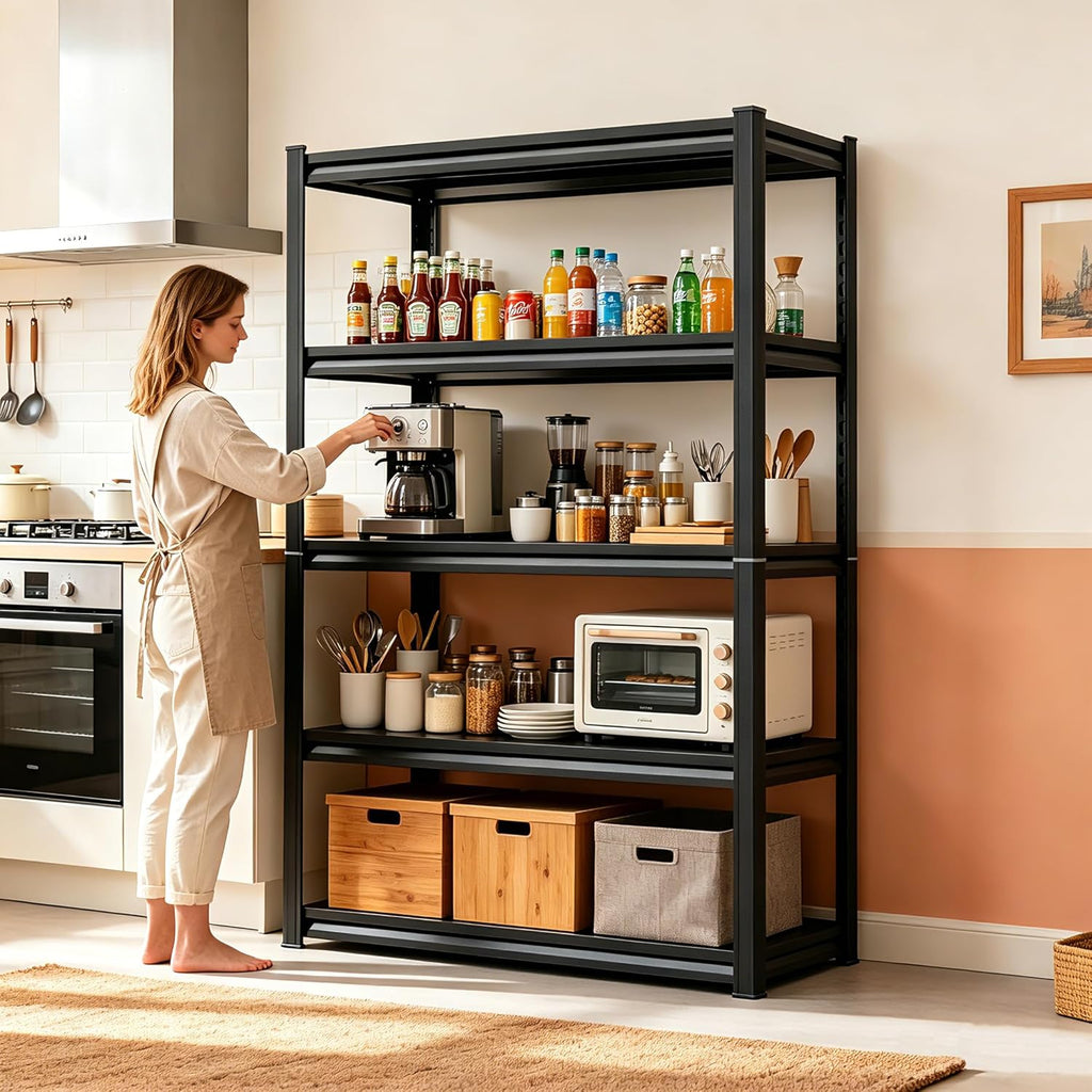 PRESTELION 5-Tier Adjustable Bakers Rack, 2000 lbs Capacity All-Steel Standing Kitchen Shelf, 39.4" L x 15.7" W x 72" H - Microwave Stand with Storage for Kitchen, Living Room, Dining Room