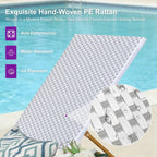 PURPLE LEAF Patio Chaise Lounge French Outdoor Lounger 2 Pieces Wood-Grain Finish Aluminum Wicker Lounge Chair with Adjustable Backrest for Pool Garden Beach and Backyard White and Grey