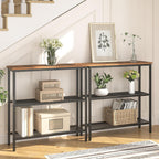 HOOBRO Small Narrow Side Table with Charging Station, Thin Sofa Table with Shelves, Slim Nightstand with USB Ports Outlet, for Hallway, Entrance, Living Room, Bedroom BF73XG01 BF102UBZ01