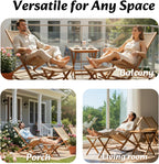 Rocking Balcony Chairs & Lounge Chairs, PE Wickerwork Outdoor Furniture Set, Beige, All-Weather, 330lb Load-Bearing, Ideal for Balcony, Patio, Living Room, and Bedroom