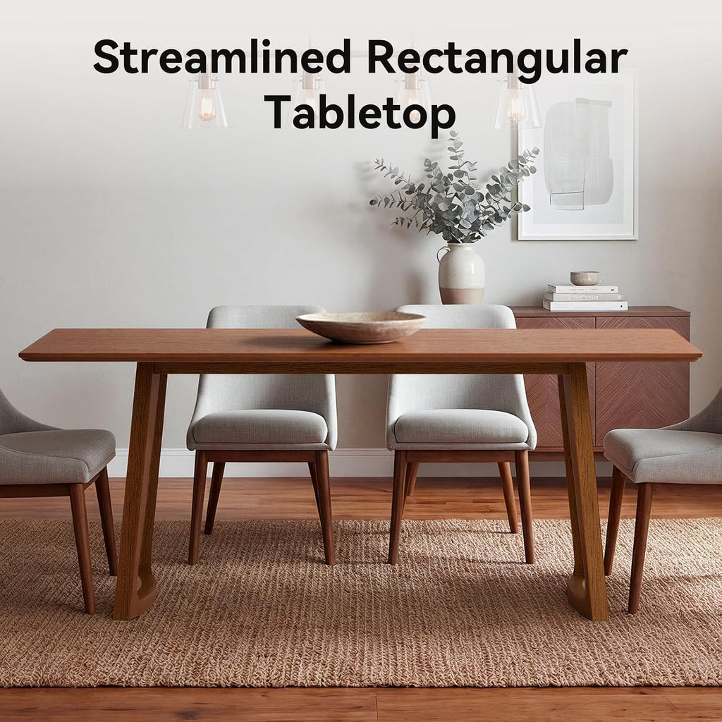 DUOMAY 63" Rectangular Dining Table for 6, Farmhouse Wooden Kitchen Table, Large Center Table, Modern Dinner Table for Living Room/Home/Restaurant, Walnut