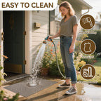 Front Door Mat 17''x30'', Absorbent Dirt Resist Washable Non Slip Low-Profile Indoor Doormat, Easy Clean Welcome Entryway Door Mats, Brown