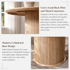 T4TREAM 47" Fluted Round Dining Table for 4-6, Mid-Century Modern Kitchen Table with Thickened Edge & Cylindrical Base for Dining Room, Kitchen, Living Room,Natural Oak(Table Only)