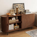ONBRILL 63" Sideboard Buffet Cabinet with Storage, Storage Cabinet with Sliding Door & Adjustable Shelf, Modern Accent Coffee Bar Console Table for Kitchen, Entryway, Walnut