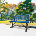 Outdoor Steel Bench with Backrest, Powder Coated Metal Park Seat, Perforated Mesh Patio Seating for Garden, Campus, Trail, Schoolyard, Transit Stop, Playground, Porch, Public Plaza