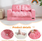 MAXYOYO Kids Bean Bag Chair, Upholstered Bean Bag Sofa Cloud 2-Seat for Boys and Girls, Boneless Couch with Tufted Cushion & Pillows, Kids Sofa in A Box, No Assembly Required, Pink