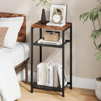 Heybly Small Side Table Set of 2, Tall End Table with Adjustable Shelf, Nightstand, Telephone Table, Accent Table Stand, Entryway Table, Bedroom,Living Room, Office,Kitchen, Rustic Brown HET003SR2