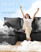 107" Boneless Comfortable Couch with Chaise, L Shaped Modular Sectional Couches for Living Room, Grey Corduroy Sofas with Ottoman, Compressed Sofa in a Box, No Assembly Required