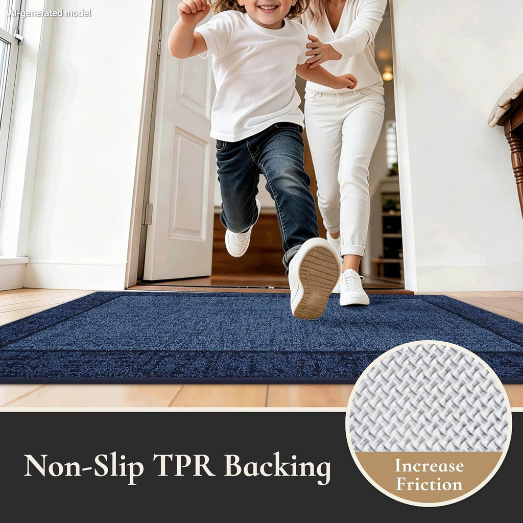 Dirt Trapper Door Mat 32"x 48", Non Slip Washable Doormat, Stain Resist and Absorbent Welcome Mat, Floor Mats,Low Profile Entrance Dog Door Mats for Front Back Door,Blue