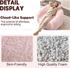 Giant 4ft Bean Bag Chair for Adults, Big Beanbag Chairs with Filler Included, Large Comfy Faux Fur Oversized Adult Bean Bags, Huge Floor Sofa for Bedroom, Living Room, Pink