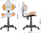 JJS Home Office Low Back Computer Executive Chair, Ergonomic Mesh Chair with Extra Large Base and Pads, Grey/Orange
